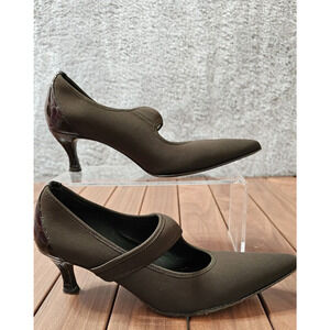 DONALD‎ J. PLINER Stretch Cute BROWN Mary Janes Kitten Heeled Pumps Size 6.5M US